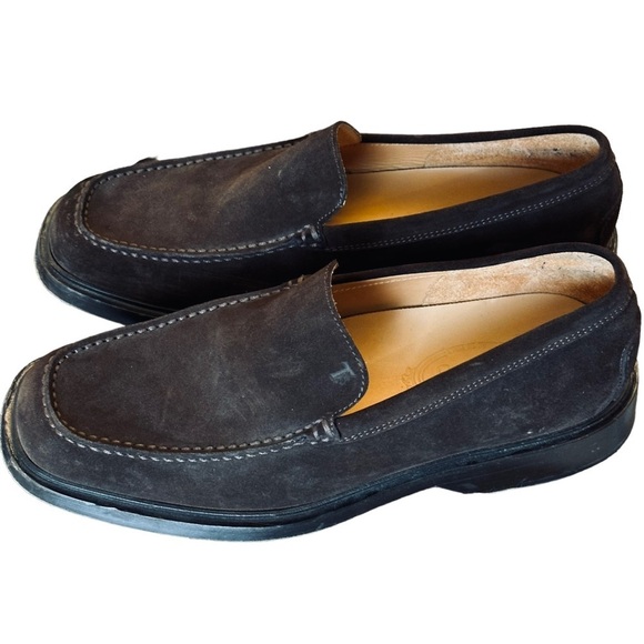 ✌️OUT✌️TOD'S Driving Shoes Brown Suede Leather Men’s 9.5 Loafers Square Toe - Picture 2 of 13